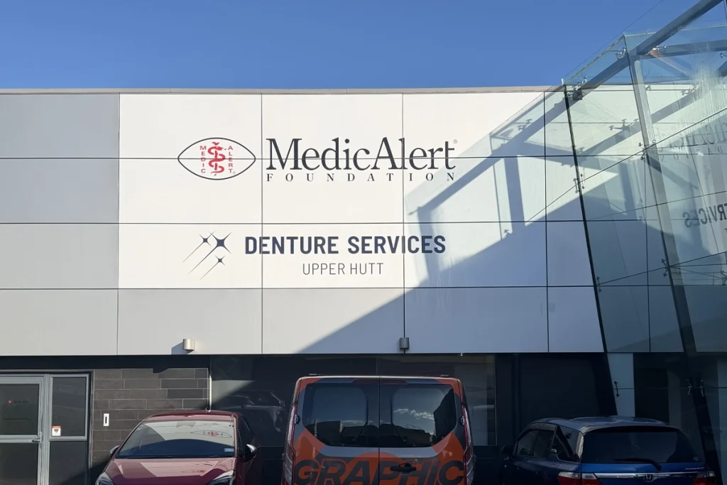 Medic Alert & Denture Services Building Signage